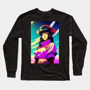 Cute Japanese girl anime,Vintage 90's anime style. Long Sleeve T-Shirt